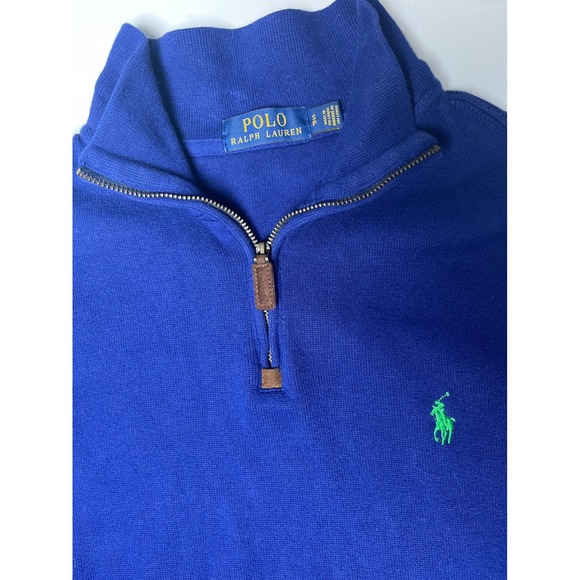 Classic Polo Quarter Zip Knit Blue Green Pony Ralph Lauren Mens Small - Picture 4 of 10